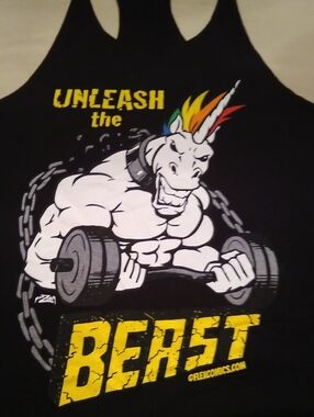 'Unleash the Beast' Graphic Tank Top with Rainbow Unicorn  🏳️‍🌈